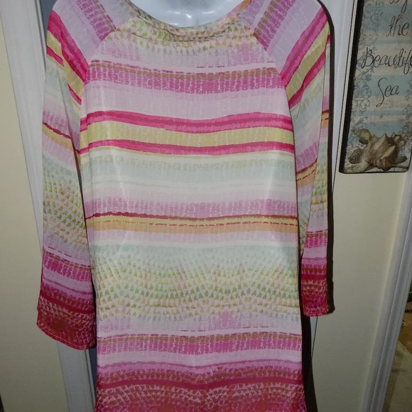 PECK & PECK MULTI-COLOR LOOSE SWING TUNIC SHIRT - Picture 3 of 3